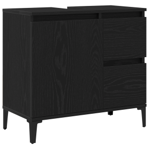 Gabinete de lavabo  Negro Roble 65x33x60 cm Madera compacta H