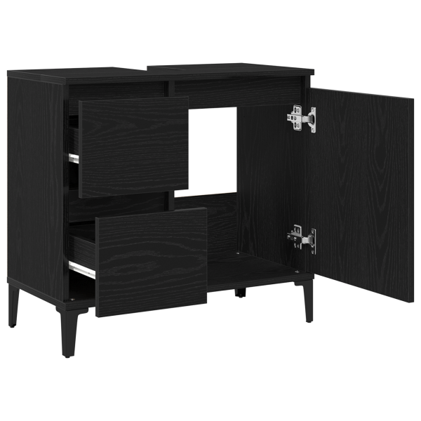 Gabinete de lavabo  Negro Roble 65x33x60 cm Madera compacta M 5