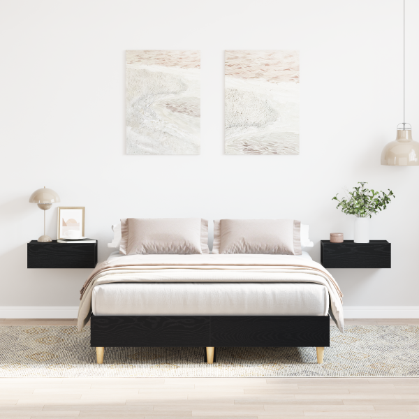 Estructura de cama madera ingeniería roble negro 120x200 cm D