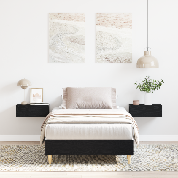 Estructura de cama madera ingeniería roble negro 75x190 cm D