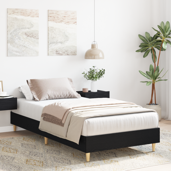 Estructura de cama madera ingeniería roble negro 75x190 cm M 4