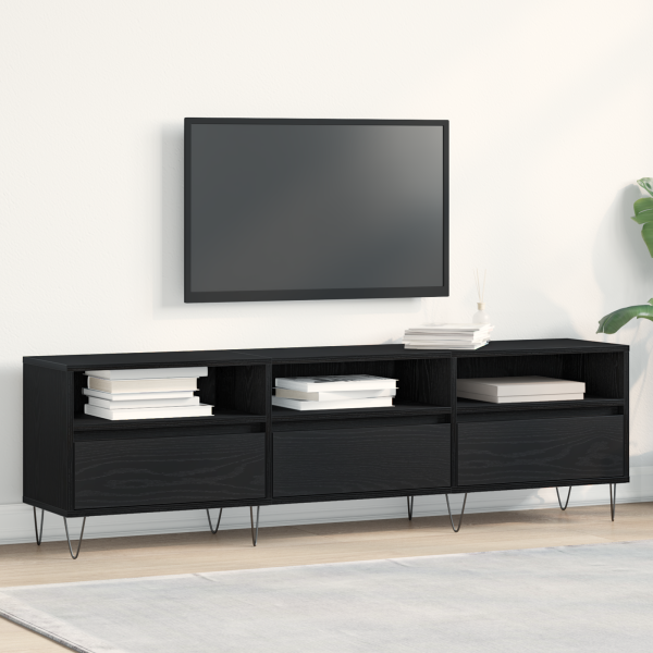 Mueble de TV madera de ingeniería roble negro 150x30x44.5 cm D