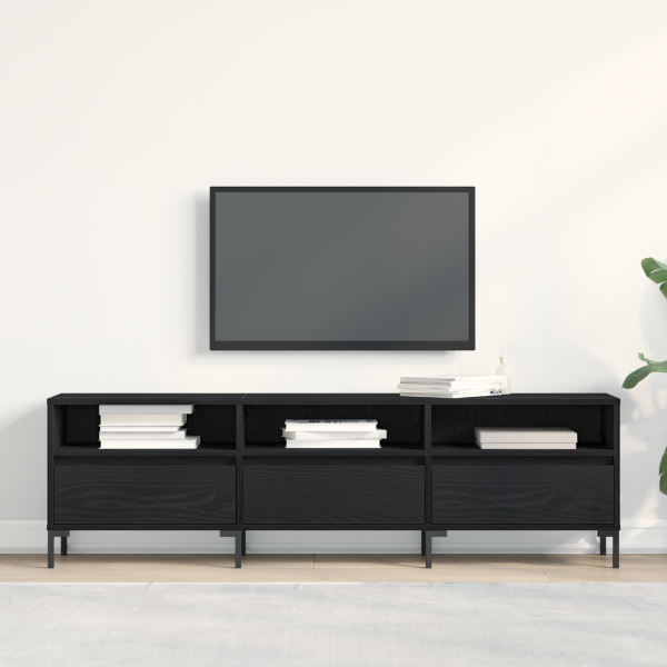 Mueble de TV madera de ingeniería roble negro 150x30x44.5 cm M 4
