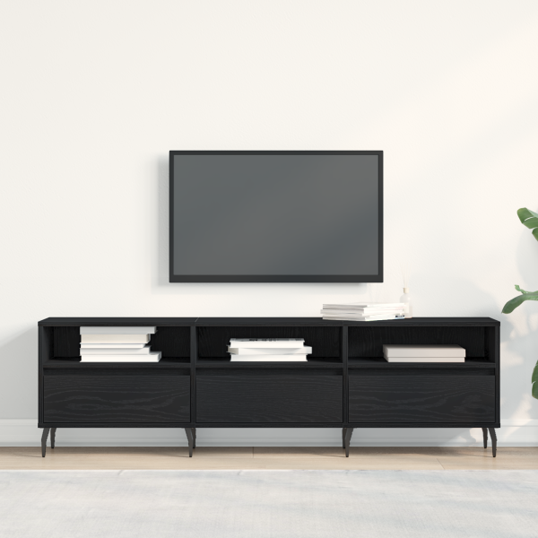 Mueble de TV madera de ingeniería roble negro 150x30x44.5 cm D