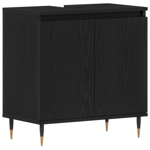 Mueble de lavabo madera de ingeniería roble negro 58x33x60 cm H
