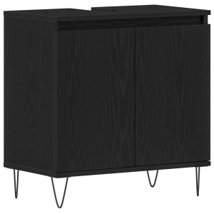 Mueble de lavabo madera de ingeniería roble negro 58x33x60 cm H