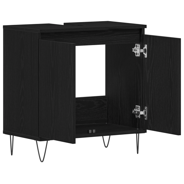 Mueble de lavabo madera de ingeniería roble negro 58x33x60 cm M 5