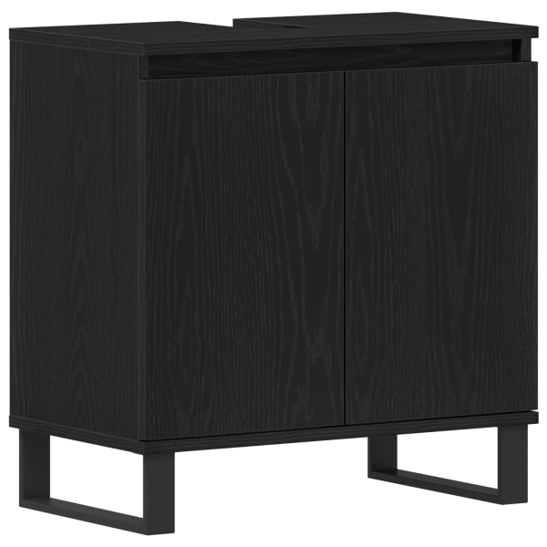Gabinete de Lavabo  Preto Carvalho 58x33x60 cm Madeira Engenharia M 2