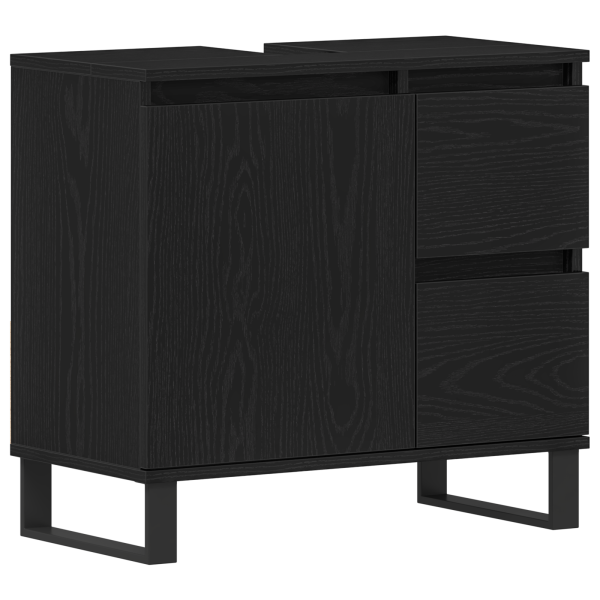 Mueble de lavabo madera de ingeniería roble negro 58x33x60 cm M 2