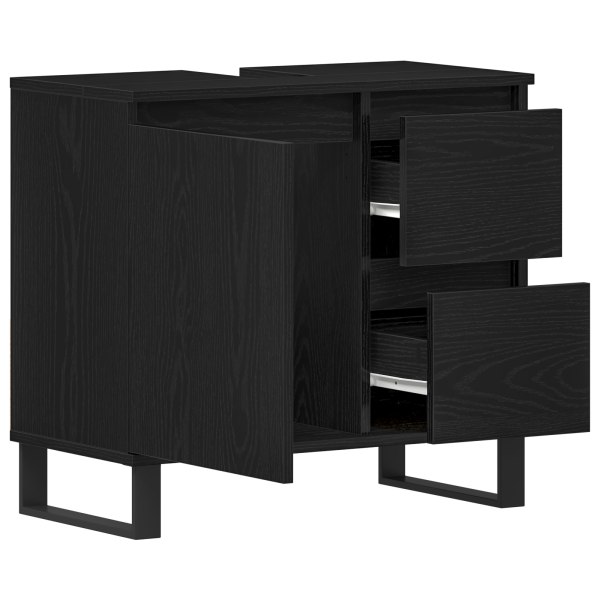 Mueble de lavabo madera de ingeniería roble negro 58x33x60 cm M 5