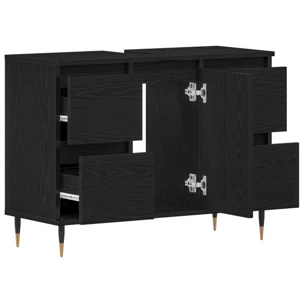 Gabinete de Pia para Banheiro  Preto Carvalho 80x33x60 cm Madeira Engenharia M 5