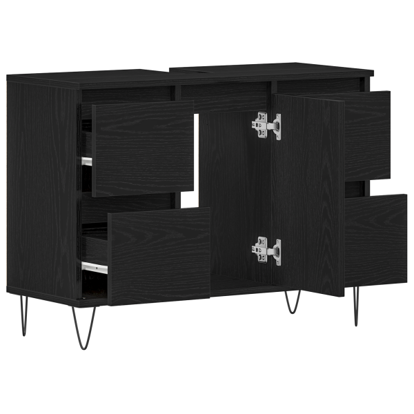 Gabinete de Pia de Banheiro  Carvalho Preto 80x33x60 cm Madeira Engenharia M 5