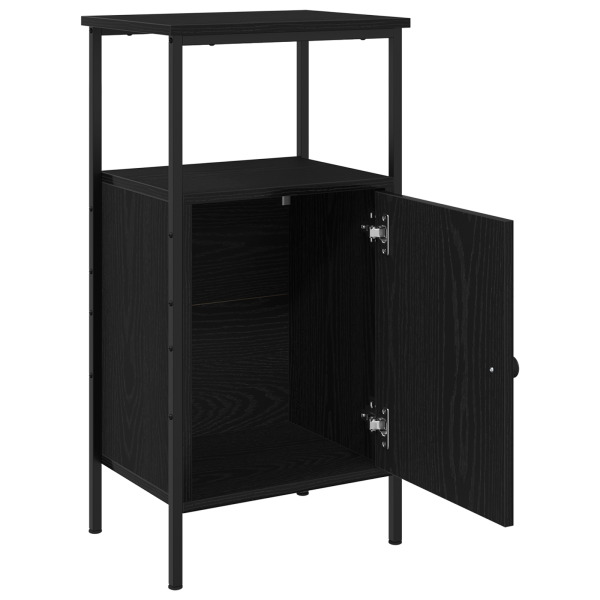 Mesita de noche madera de ingeniería roble negro 41x31x80 cm M 5