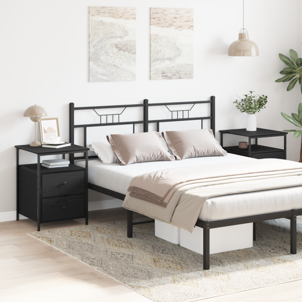 Mesitas de noche 2 uds madera ingeniería roble negro 44x45x60cm D