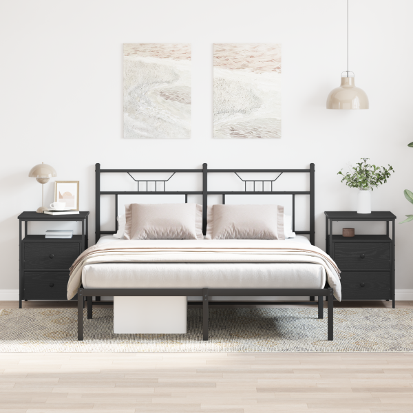 Mesitas de noche 2 uds madera ingeniería roble negro 44x45x60cm M 3