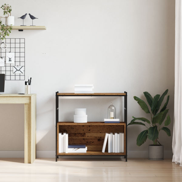 Estantería de madera de ingeniería roble ahumado 80x30x78.5 cm M 4