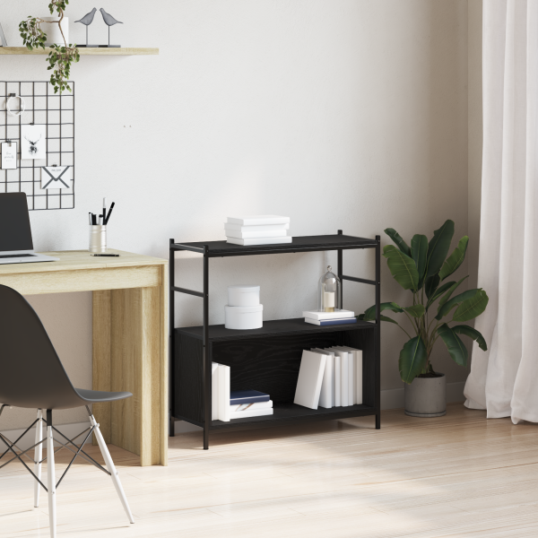 Estantería de madera de ingeniería roble negro 80x30x78.5 cm D