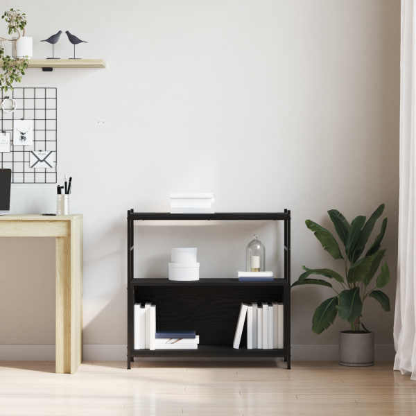 Estantería de madera de ingeniería roble negro 80x30x78.5 cm M 4