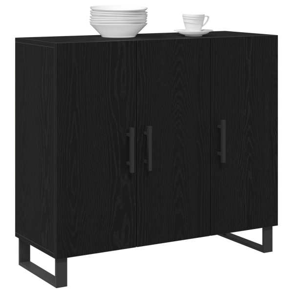 Sideboard  com 3 portas em Carvalho Preto 90x34x80 cm em Madeira Ingênua M 3