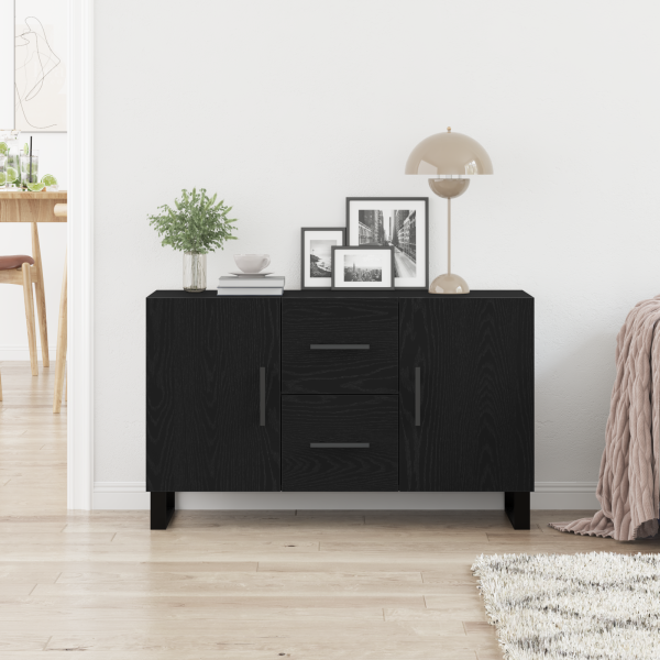 Sideboard  Preto Carvalho 100x36x60 cm Madeira de Engenharia M 4