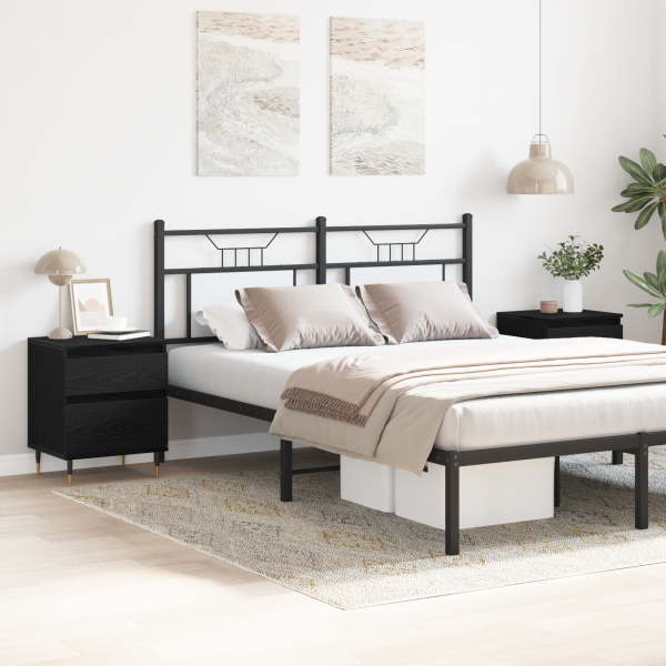 Criados-Mudos 2pcs Carvalho Preto 40x35x50 cm Madeira Engenheirada M 4