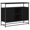 Aparador de madera y acero roble negro 100x35x80 cm 2