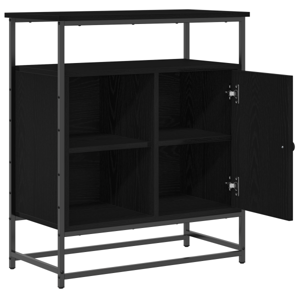 Sideboard  Preto Carvalho 69x35x80 cm Madeira Engenharia e Aço M 5