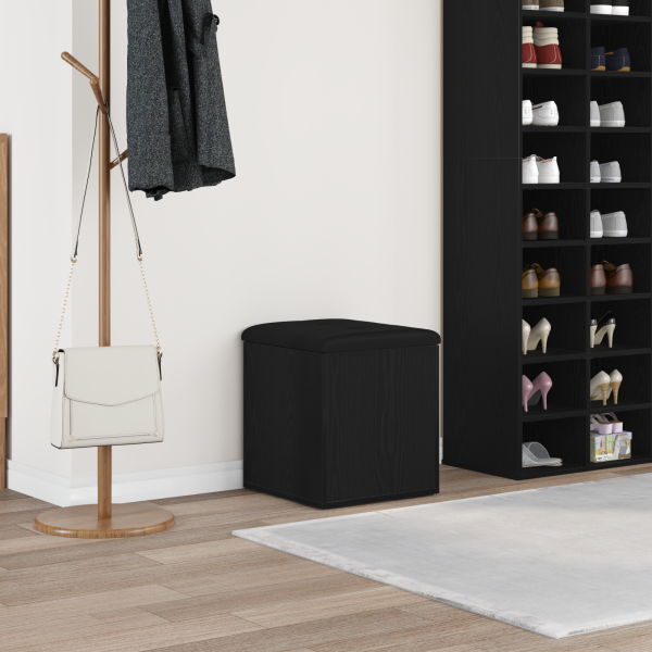 Banco de almacenamiento Roble negro 42x42x45 cm Madera maciza D