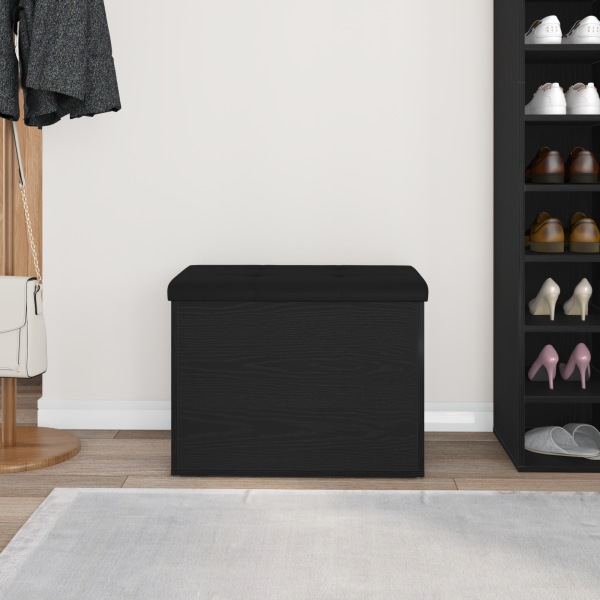 Banco de Armazenamento  Preto Carvalho 60x40x45 cm Madeira Revestida M 4