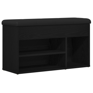 Banco de almacenaje madera ingeniería roble negro 80x30x45 cm H