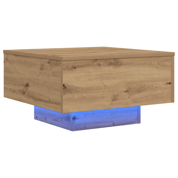 Mesa de Centro  com Luzes LED Carvalho Artesanal 55x55x31 cm M 2