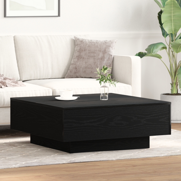 Mesa de Café  Negra de Roble 80x80x31 cm de Madera Ingenierizada D