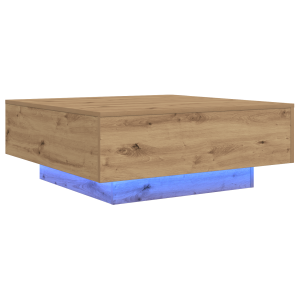 Mesa de Centro  com Luzes de LED Carvalho Artesanal 80x80x31 cm H
