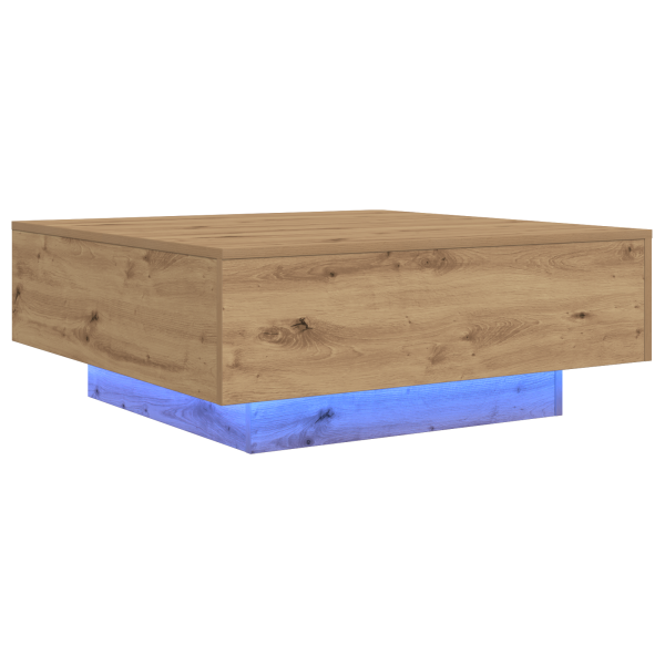 Mesa de Centro  com Luzes de LED Carvalho Artesanal 80x80x31 cm M 2
