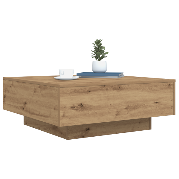 Mesa de centro con luz LED madera roble artisan 80x80x31 cm M 3