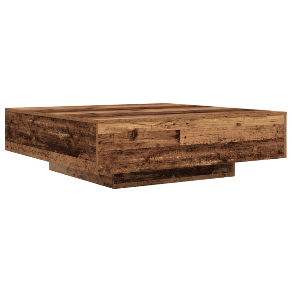 Mesa de centro con luz LED madera envejecida 100x100x31 cm M 5