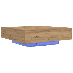 Mesa de Café com Luzes LED Carvalho Artisan 100x100x31 cm H