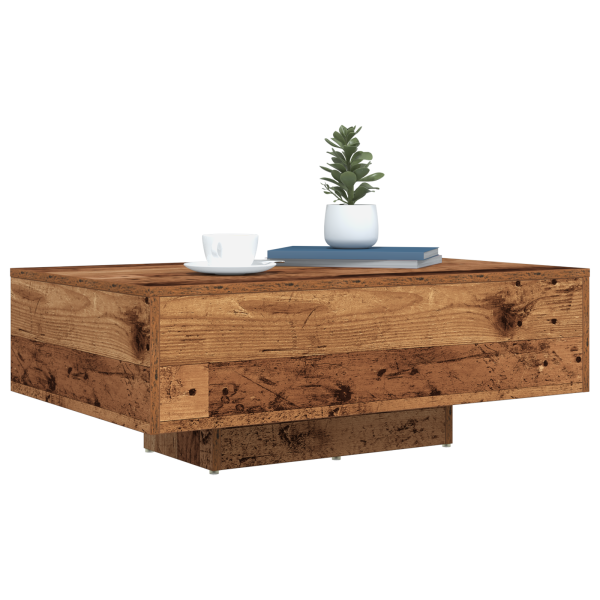 Mesa de Centro  com Luzes LED Madeira Antiga 85x55x31 cm M 3