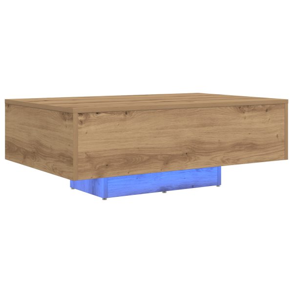 Mesa de centro con luz LED madera roble artisan 85x55x31 cm M 2
