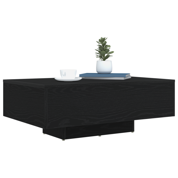 Mesa de centro con luz LED madera roble negro 85x55x31 cm M 3