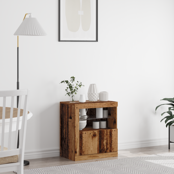 Aparador  con luces LED Madera Vieja 60.5x37x67 cm D