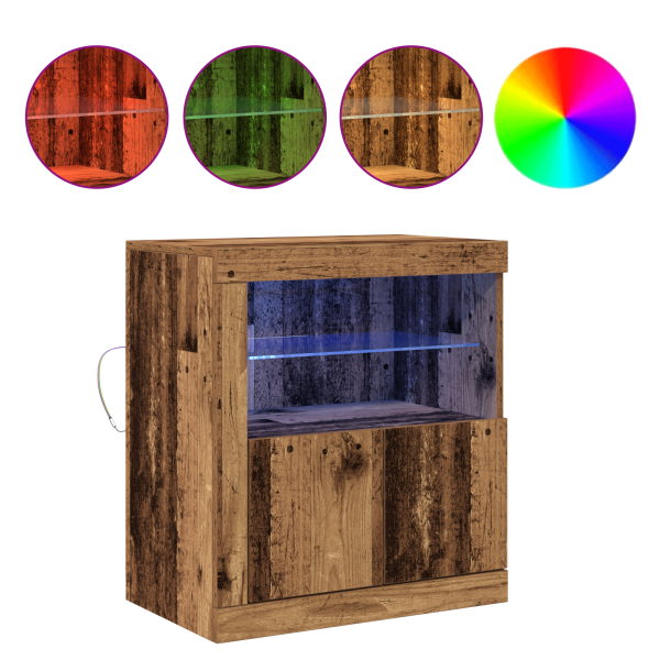 Aparador  con luces LED Madera Vieja 60.5x37x67 cm M 4