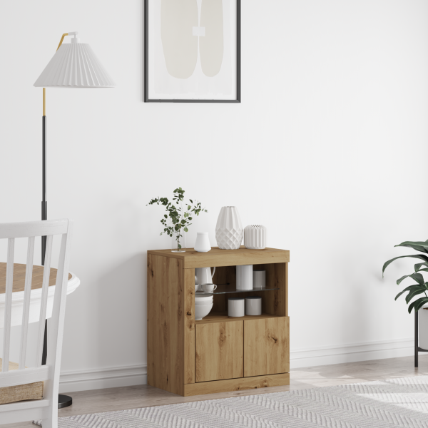 Sideboard  con luces LED Roble Artisan 60.5x37x67 cm D