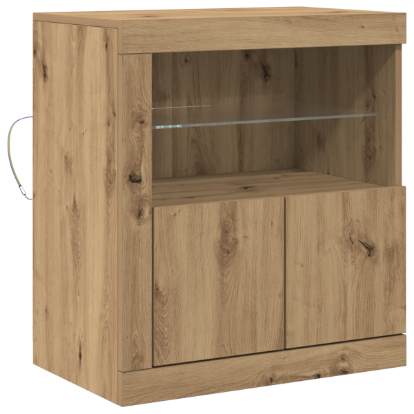 Sideboard  con luces LED Roble Artisan 60.5x37x67 cm M 2