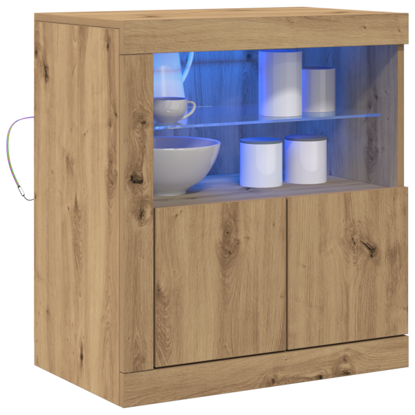 Sideboard com Luzes LED em Carvalho Artesanal 60.5x37x67 cm M 3