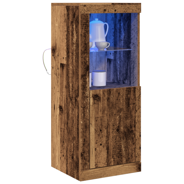 Aparador com Luzes LED Madeira Velha 41x37x100 cm M 3