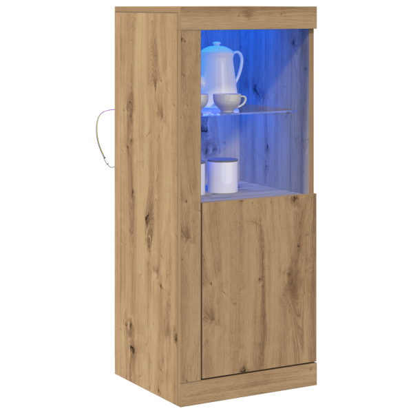 Aparador con luces LED madera roble artisan 41x37x100 cm M 3