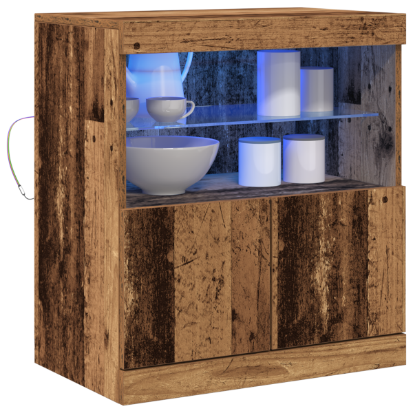 Buffet  com luzes LED Madeira antiga 60x37x67 cm M 3
