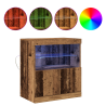 Aparador con luces LED madera envejecida 60x37x67 cm 4