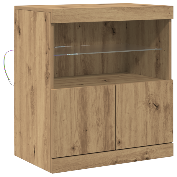 Aparador con luces LED madera roble artisan 60x37x67 cm M 2